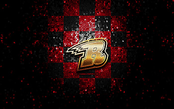 Rapid City Rush, glitter logo, ECHL, red black checkered background, hockey, american hockey team, Rapid City Rush logo, mosaic art HD wallpaper
