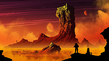 Landscape, Art, Dark, Silhouette, Space, Cosmic HD wallpaper