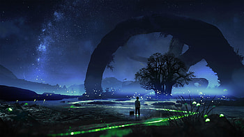 Art, Night, Wood, Tree, Loneliness, Child HD wallpaper