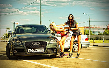 Girls & Cars, Women HD wallpaper