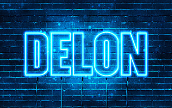 Happy Birtay Delon, , blue neon lights, Delon name, creative, Delon Happy Birtay, Delon Birtay, popular french male names, with Delon name, Delon HD wallpaper