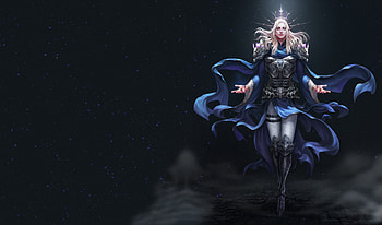 Fantasy girl, blue, black, frumusete, taeseob sin, league of angels, fantasy, luminos, girl HD wallpaper