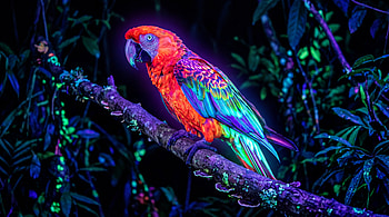 Neon Rainforest Macaw —, Parrot HD wallpaper