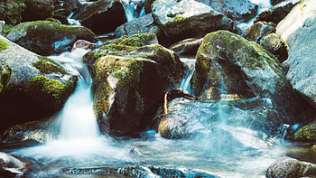 River, water flow, rocks, nature HD wallpaper