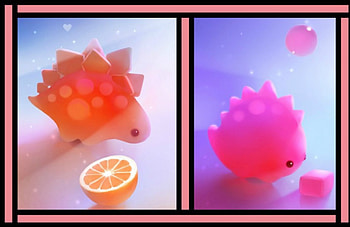 Apofiss art (collage), blue, sweet, gum, black, art, orange, dino, cehenot, collage, pink, fantasy, apofiss, fruit, bubble, water HD wallpaper