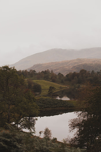 Landscape, Nature, Mountains, Lake, Fog, Hills HD phone wallpaper