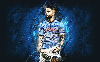 Lorenzo Insigne, Napoli, Italian football, portrait, blue stone background, grunge art, football, Serie A, Italy HD wallpaper