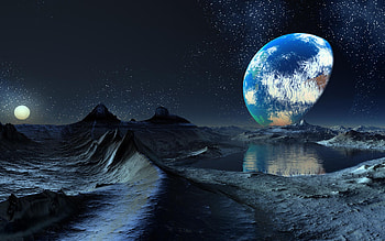 Dawn In Space, space, earth, moon, water HD wallpaper