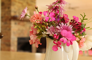 Flowers, Chrysanthemum, Gerberas, Close-Up, Bouquet, Jug HD wallpaper