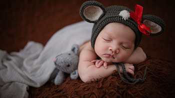 Cute Baby Is Sleeping On Brown Faux Fur Fabric Covered With White Towel Cute HD wallpaper