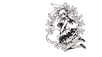 SoniAni: Super Sonico the Animation, Black And White, Maid, Bunny Ears HD wallpaper