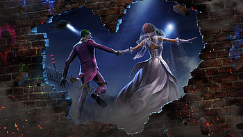 Joker And Harley Quinn Married, harley-quinn, artwork, superheroes, deviantart, joker HD wallpaper