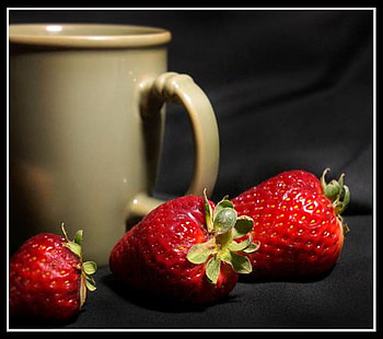 sweet morning, sweet, strawberry, morning, cup HD wallpaper