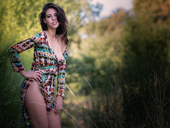 Brunette, sexy, model, pretty, girl HD wallpaper