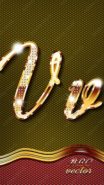 V Letter, Shiny, Gold HD phone wallpaper