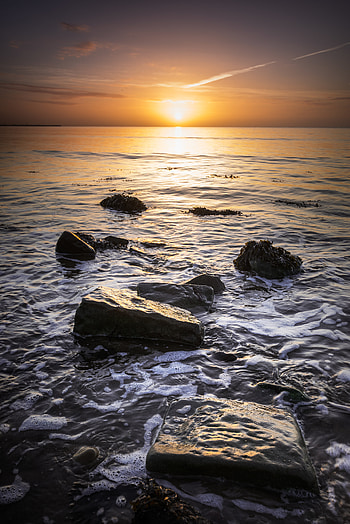 Nature, Sun, Rocks, Horizon, Glare HD phone wallpaper