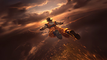 The Flying Saiyan Goku, goku, artwork, anime, artist, digital-art, art HD wallpaper