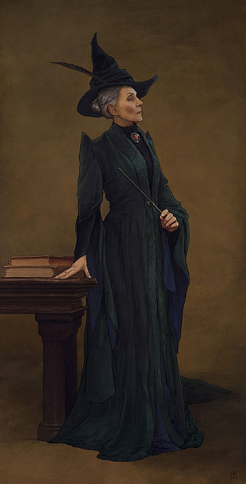Professor McGonagall movie, Madame M portrait, Harry Potter illustrations, Artwork collection HD phone wallpaper