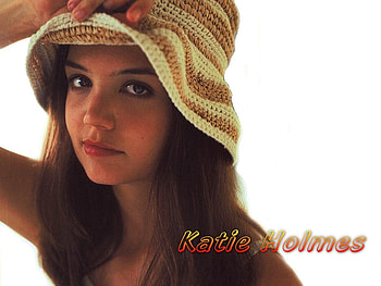 Katie Holmes, cute, actress, great eyes, hat, female HD wallpaper