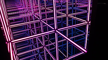 Light Purple Blue Cubes Neon Light Lines Dark Background Dark Background HD wallpaper