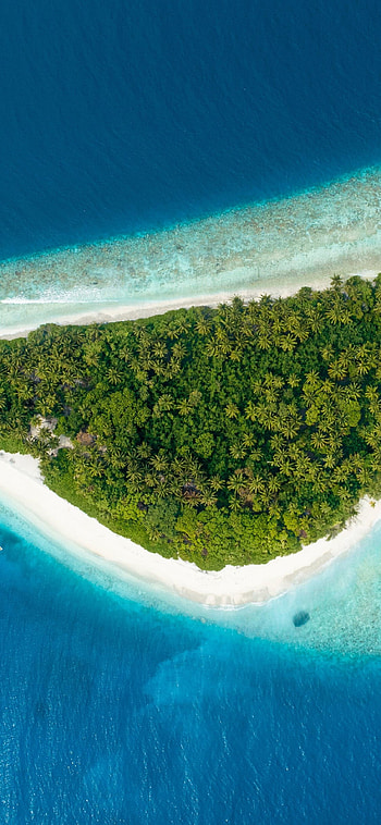 Aerial shot, Tropical island, Sea view, x background HD phone wallpaper