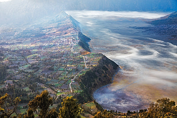 Indonesia, Landscape, Java (Indonesia), , Fog, Valley, Village HD wallpaper