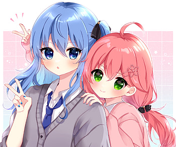 Hoshimachi Suisei & Sakura Miko, Sakura Miko, Hoshimachi Suisei, Anime, Virtual Youtuber HD wallpaper