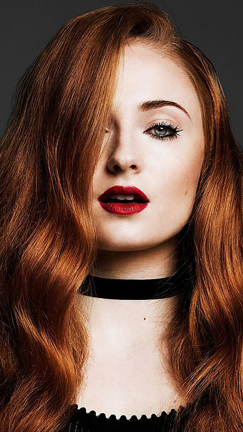 Sophie Turner, Redhead beauty, , Striking portrait HD phone wallpaper