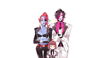 Anime anime Mettaton suits Undertale eye patch anime girls simple background white Undyne HD wallpaper