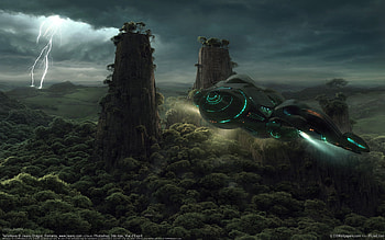 Spaceship, landscape, cool, sifi HD wallpaper