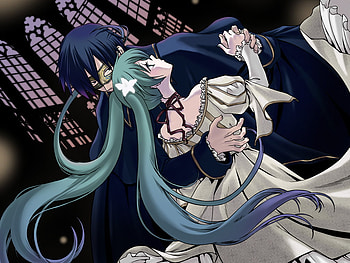 Miku & Kaito, sexy, blue eyes, hatsune miku, cute, cantarella, blue hair, girl, kaito, vocaloid, long hair, anime, boy, twintails, short hair HD wallpaper