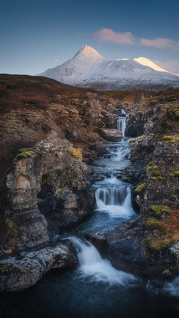 Mountain Waterfall, Iceland HD phone wallpaper