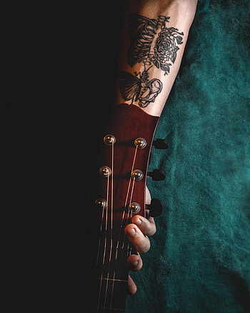 Guitar, Hand, Miscellanea, Miscellaneous, Tattoo, Fingers, Strings HD phone wallpaper