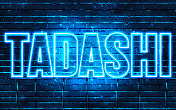 Happy Birtay Tadashi, , blue neon lights, Tadashi name, creative, Tadashi Happy Birtay, Tadashi Birtay, popular japanese male names, with Tadashi name, Tadashi HD wallpaper