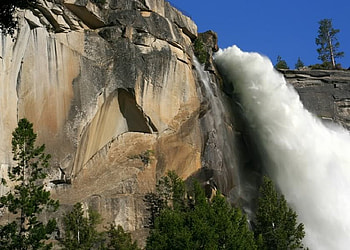 Nevada Waterfalls, falls, trees, water, rock HD wallpaper