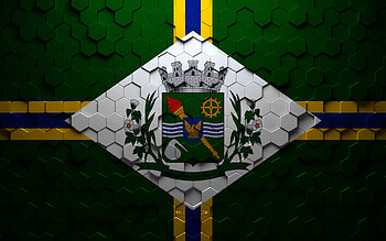 Flag of Paulinia, honeycomb art, Paulinia hexagons flag, Paulinia 3d hexagons art, Paulinia flag HD wallpaper