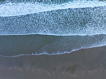 Nature, Sea, Waves, Beach, View From Above, Surf HD wallpaper