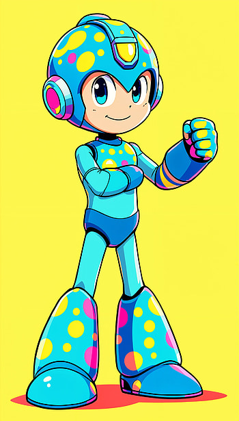 Vibrant Mega Man , cartoon, colorful, video game HD phone wallpaper