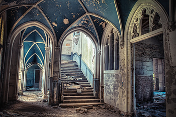 Building, Miscellanea, Miscellaneous, Old, Ladder, Stairs, Arch, Doors, Door, Ancient, Entrance HD wallpaper