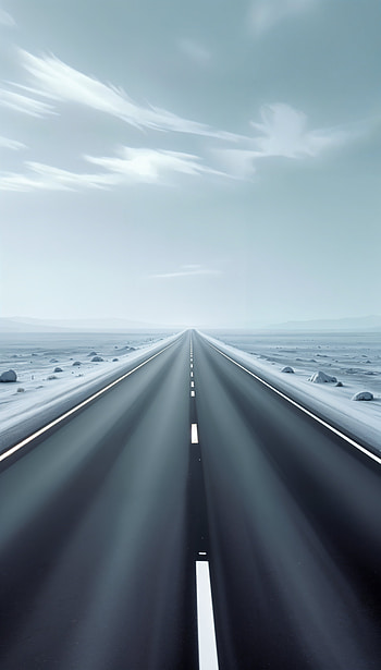 Endless Highway: A Serene , highway, road, landscape, horizon, monochrome HD phone wallpaper