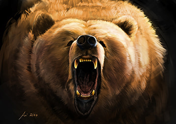 Art, Grin, Bear, Fangs, Evil HD wallpaper
