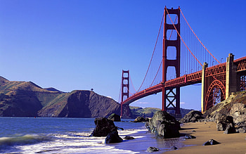 Cities, Stones, Waves, Clear Sky, Ocean, Bridge, Dahl, Distance, California, Clear Skies HD wallpaper