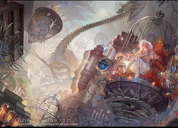 ~Through The Looking Glass~, chair, globes, city, cage, looking glass, books, fantasy, alice, wonderland HD wallpaper