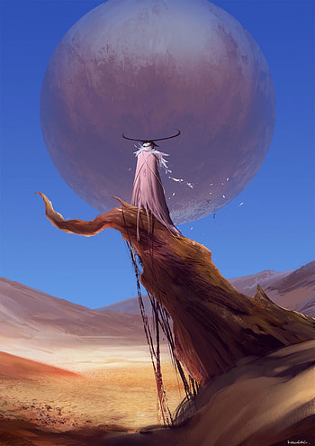 Art, Desert, Branch, Horns, Cloak HD phone wallpaper