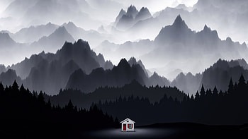 Timeout Lodge, house, artist, artwork, digital-art, minimalism, minimalist HD wallpaper