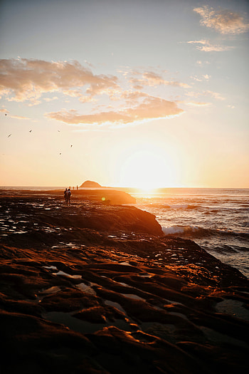 Nature, Sunset, Sea, Clouds, Shore, Bank, Silhouettes, Surf HD phone wallpaper