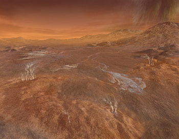 Surface of Titan, Moon of Planet Jupiter, titan, moon, surface, high, orange HD wallpaper