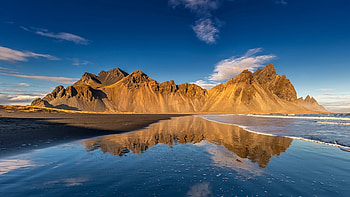 Beautiful lake reflection, brown, reflection, graphy, nature, , excellent, blue, lakes, clouds, sky HD wallpaper