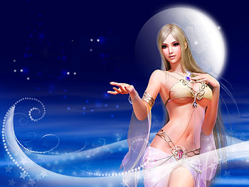 MOON ANGEL, girl, digital, moon, art HD wallpaper