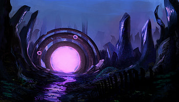 Art, Violet, Glow, Purple, Ruin, Ruins, Portal HD wallpaper